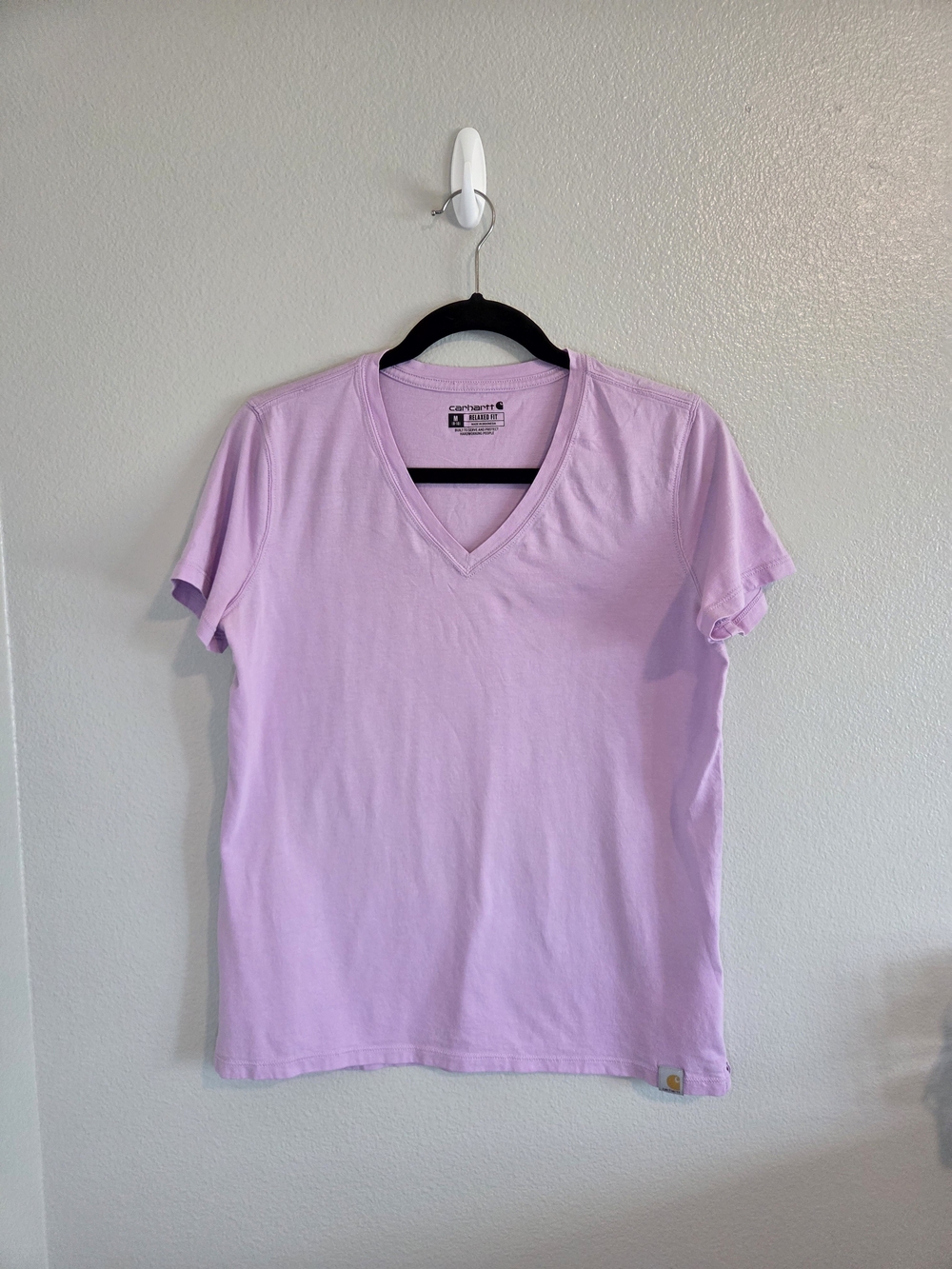Carhartt Women's V-Neck Short Sleeve Tee in Light Lavender